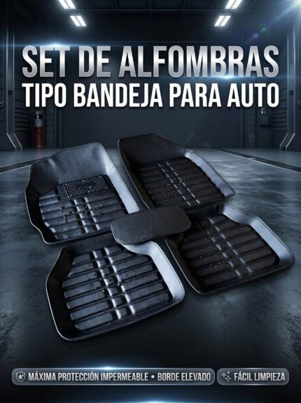 Alfombras tipo bandeja colocadas en el auto