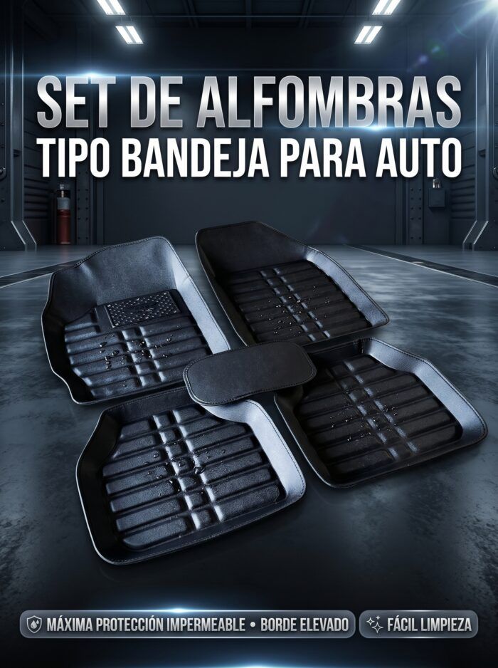 Alfombras tipo bandeja colocadas en el auto