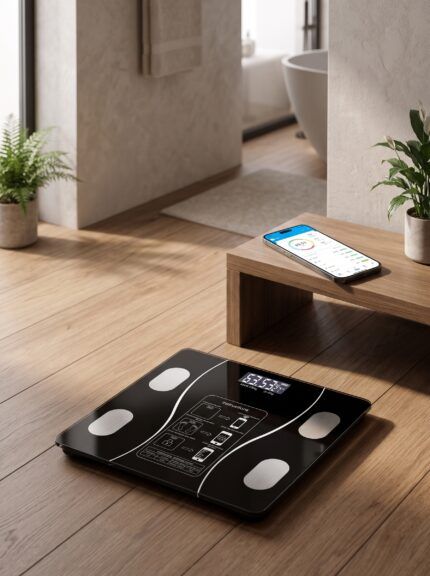 Balanza inteligente con bluetooth recargable en el baño