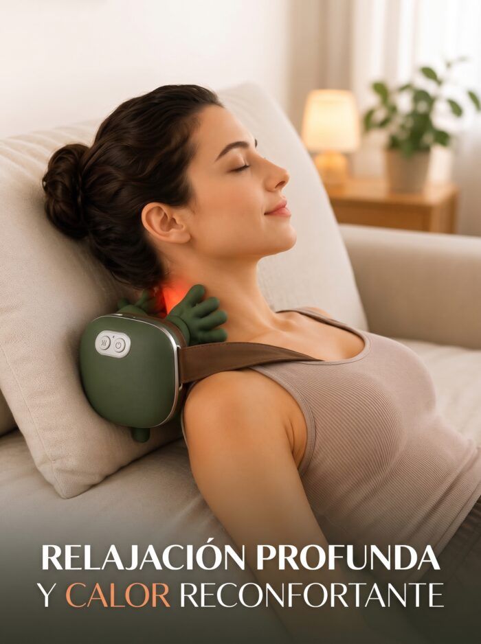 Masajeador inalámbrico para cuello en un momento de relax