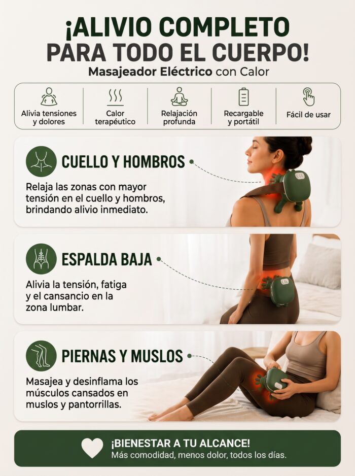 Masajeador recargable con calor para cuello y hombros