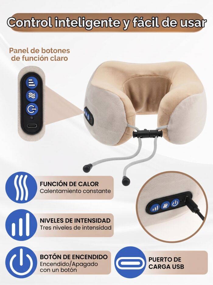 Almohada de viaje con masaje y panel de botones