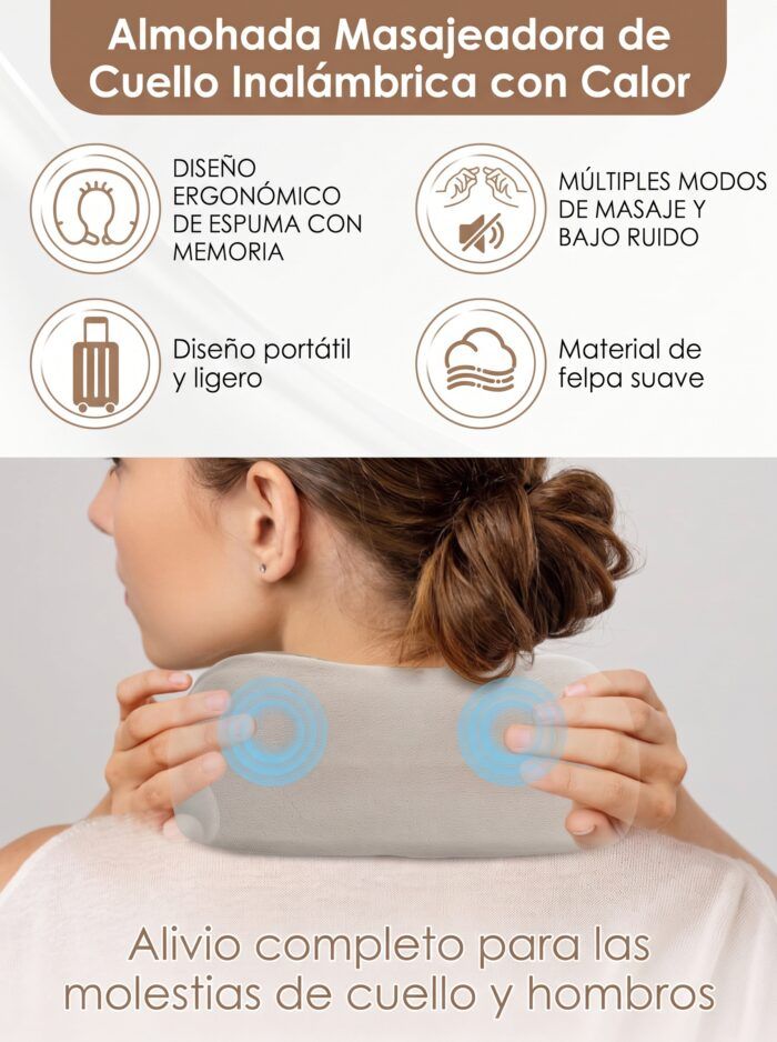 Almohada masajeadora de cuello inalámbrica en uso