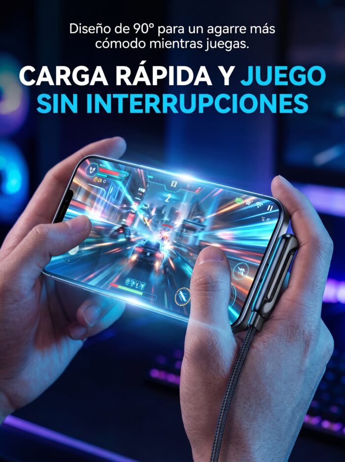 Cable con soporte para celular mientras jugás