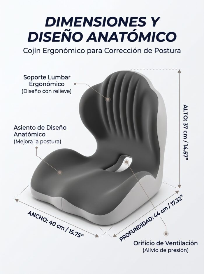 Cojín de respaldo para silla visto de costado