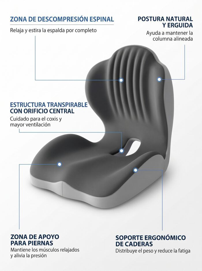 Respaldo ergonómico para silla con apoyo lumbar