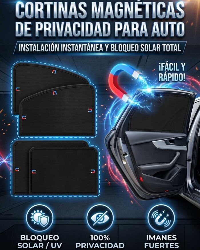 Set de 4 Parasoles Magnéticos para Ventanillas de Auto - Imagen 2