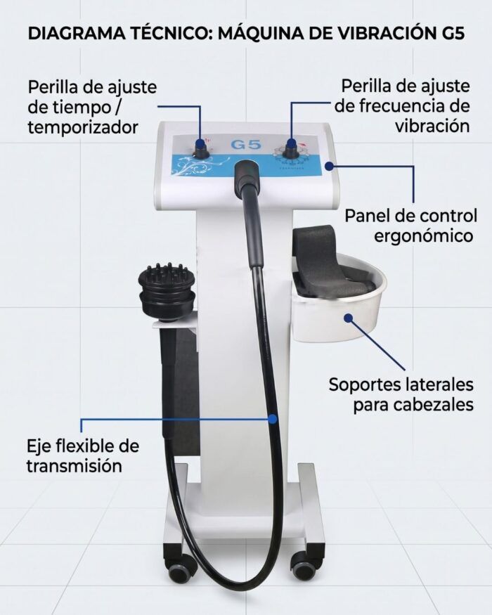 Diagrama con perillas de tiempo y frecuencia y eje flexible