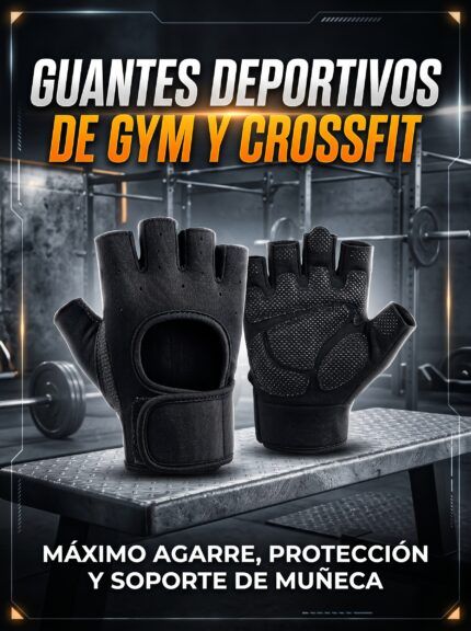 Guantes de gimnasio y crossfit con muñequera negros