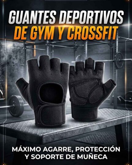 Guantes de gimnasio y crossfit con muñequera negros