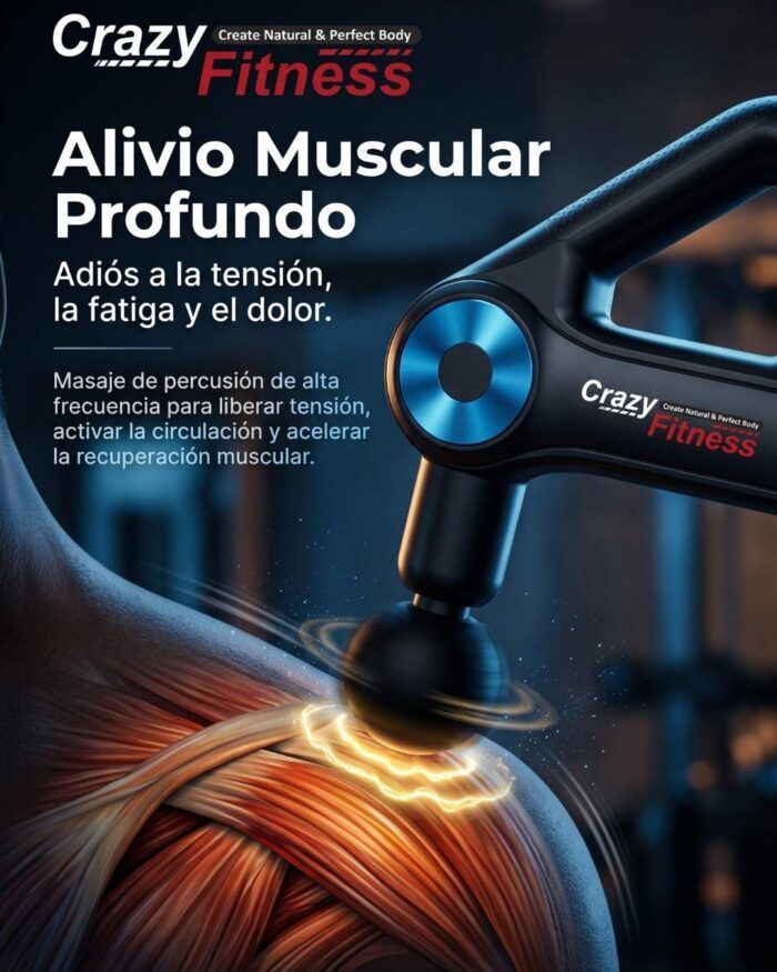 Pistola masajeadora sobre el hombro