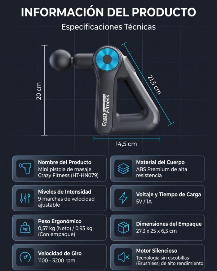 Medidas y especificaciones técnicas del equipo